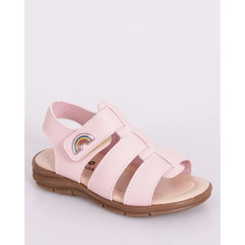 Sandália Bebê Ortobaby com Aplicação Arco-íris Rosa 22