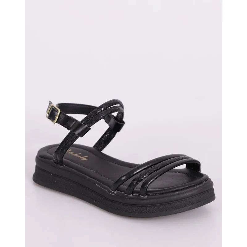 Sandália Infantil Flatform Tiras Envernizas Preta 34