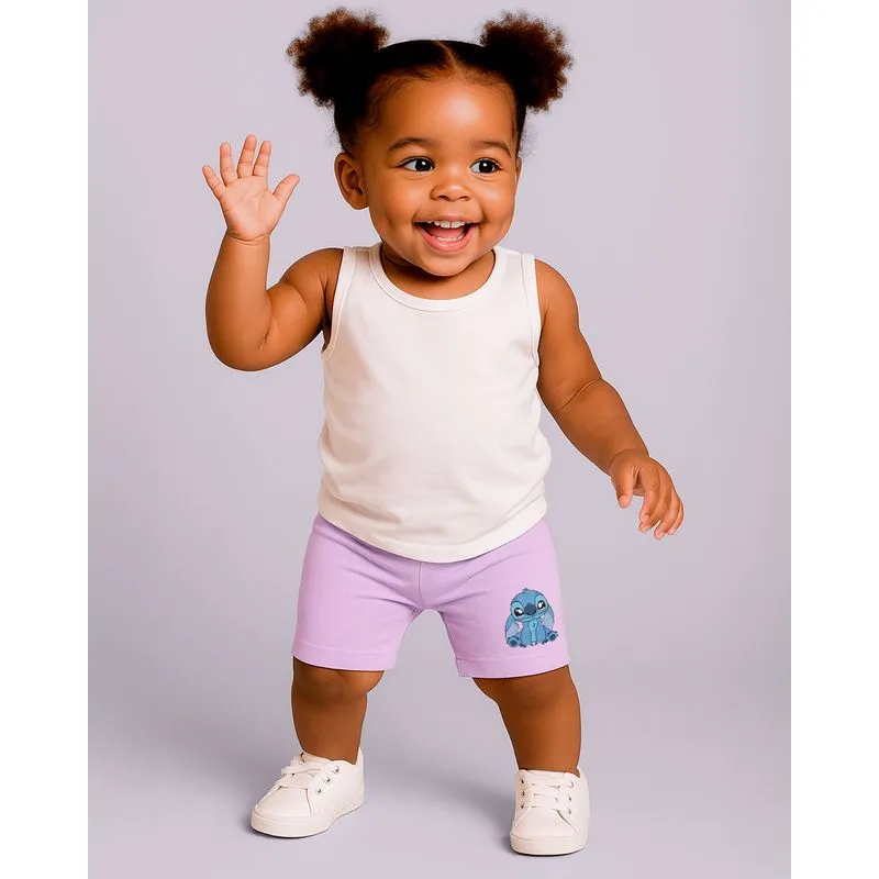 Bermuda Bebê Ciclista Disney Stitch Lilás 3