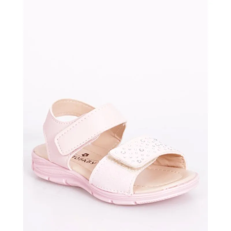 Sandália Bebê Papete Ortobaby com Strass Rosa 22