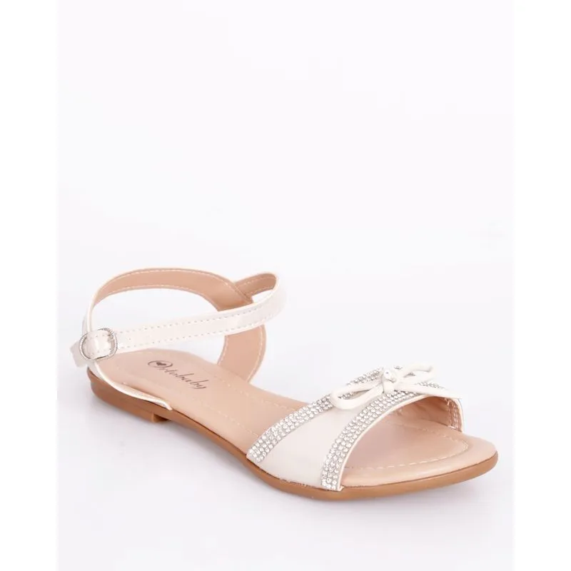Sandália Infantil Ortobaby com Strass e Laço Bege 34