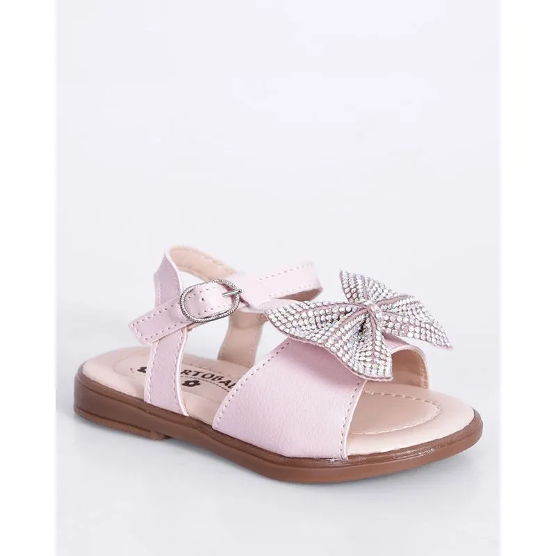 Sandália Bebê Ortobaby Laço com Strass Rosa 24