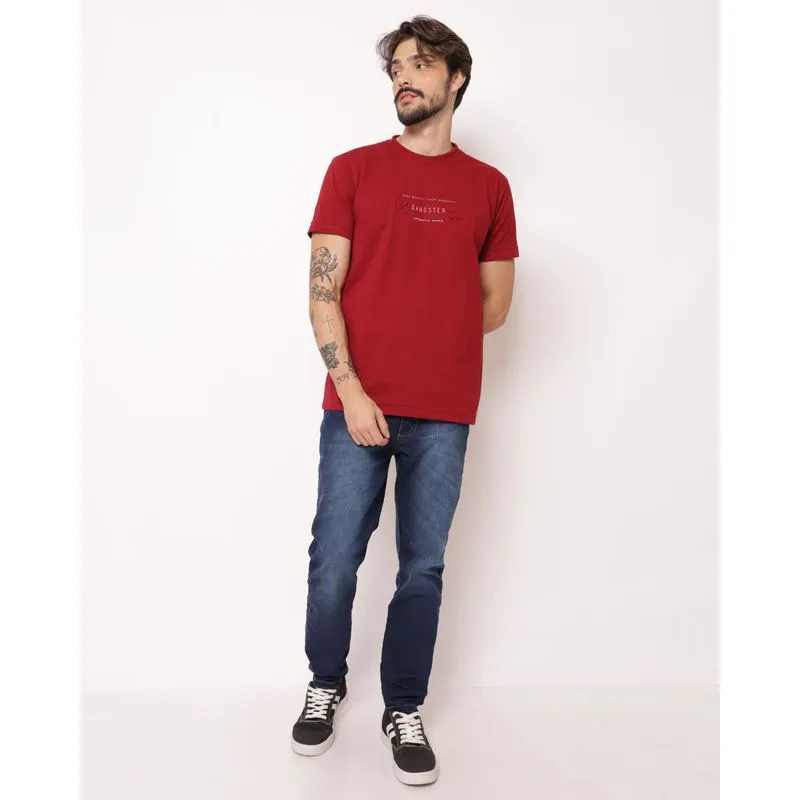 Calça Jeans Masculina Slim Estonada com Bolsos Azul 52