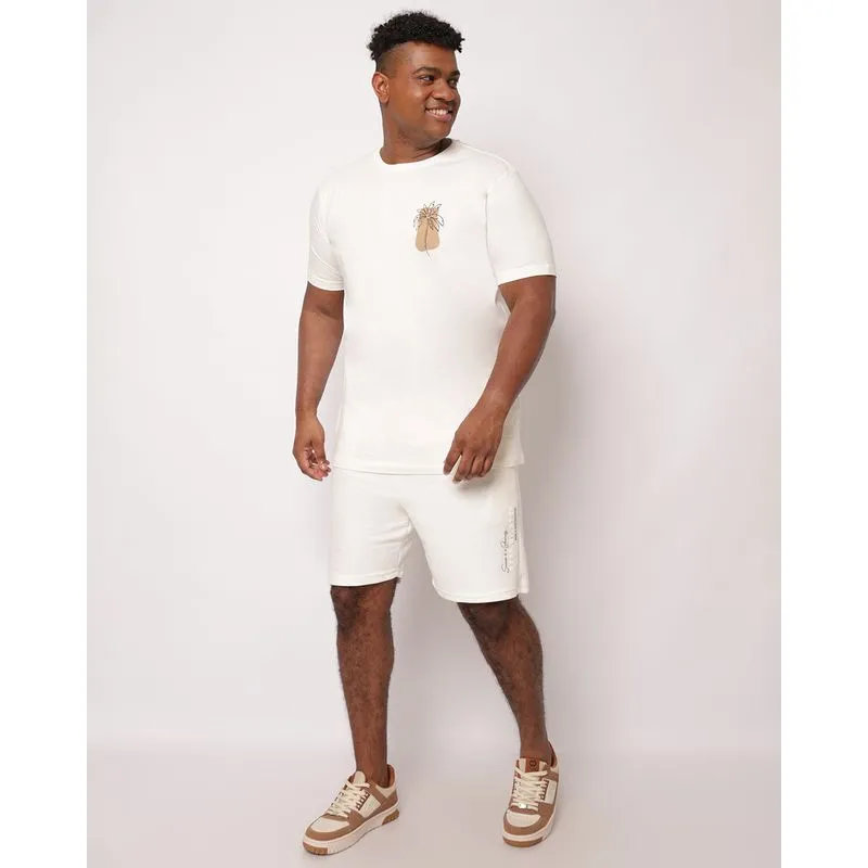 Bermuda Plus Size Masculina Moletinho Reta Off White G3