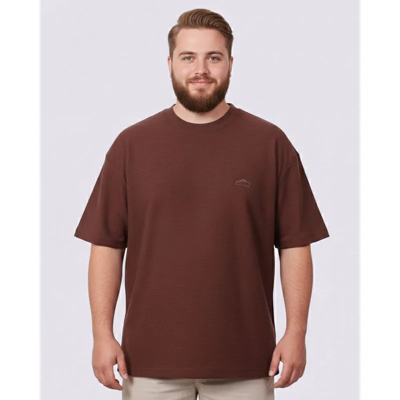 Camiseta Plus Size Algodão Texturizada Bordado Marrom G1