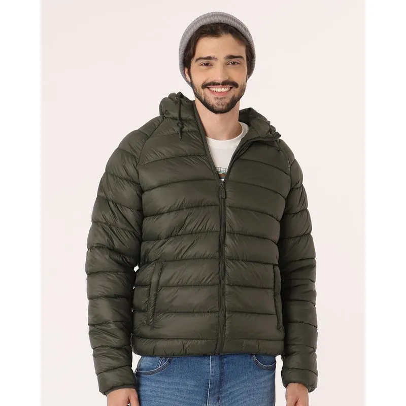 Jaqueta Masculina Puffer com Capuz Verde G