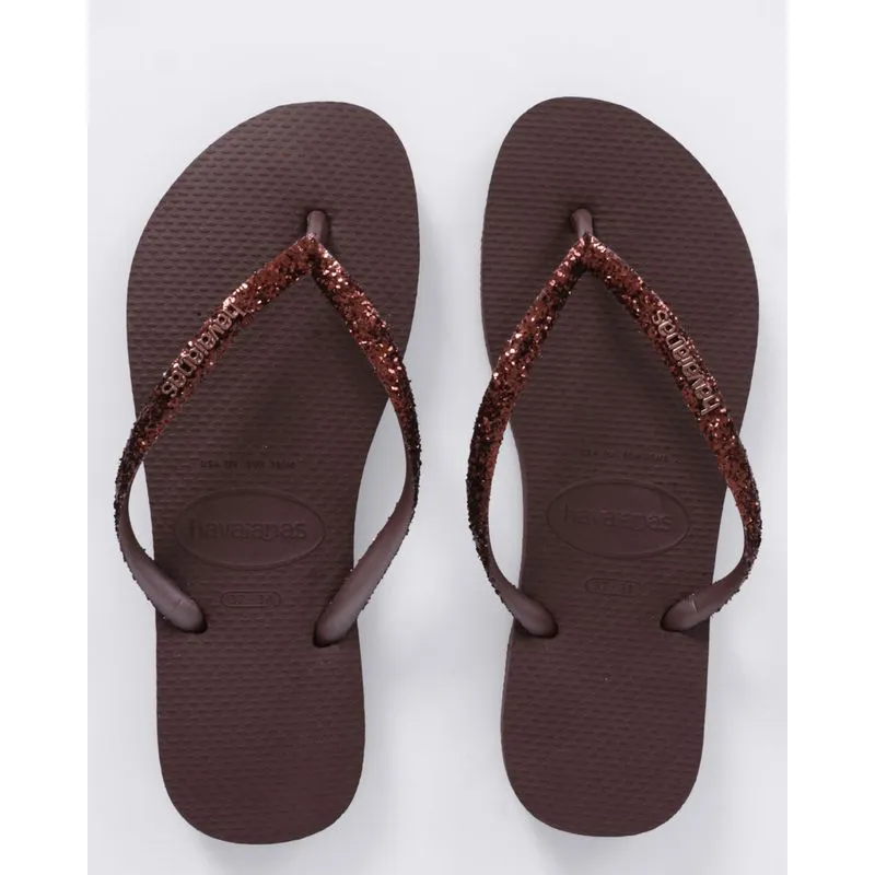 Chinelo Havaianas Feminino Slim Glitter II Marrom 37/38
