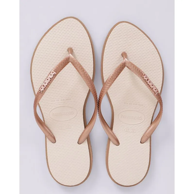 Chinelo Havaianas Feminino Slim Point Bege 37/38