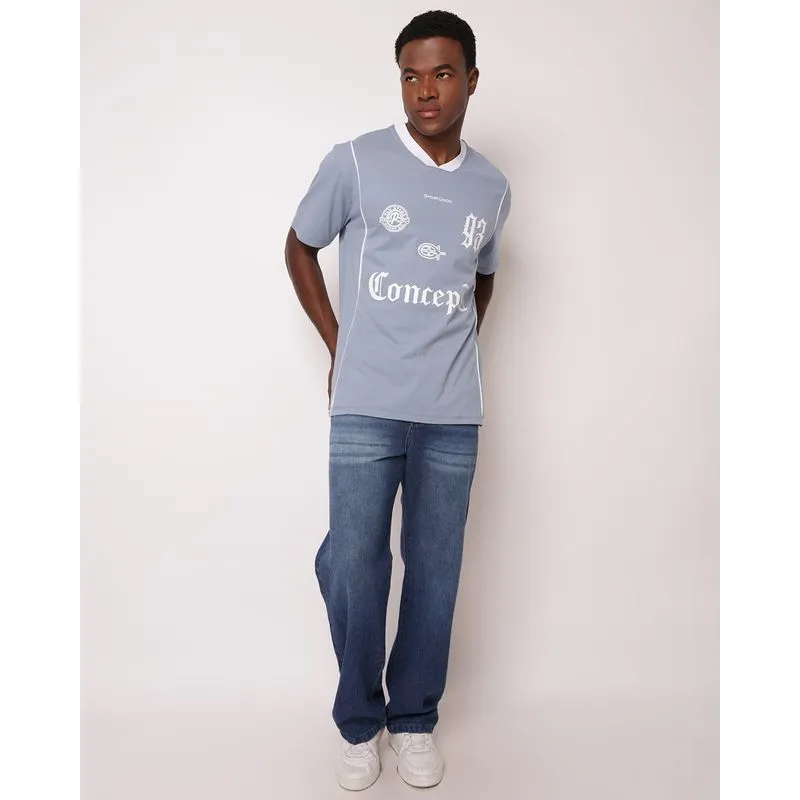 Calça Jeans Masculina Baggy com Bolsos Azul 46