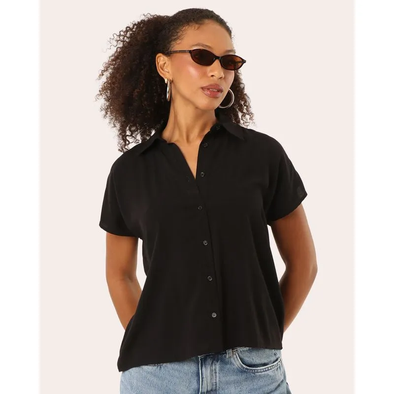 Camisa Feminina Berry & Co. Viscose Lisa Preta M