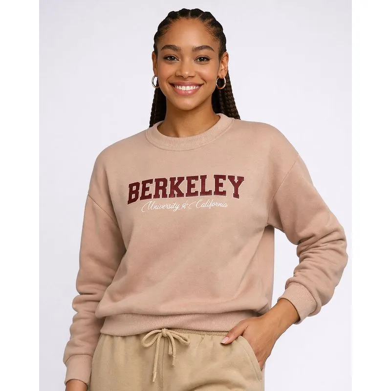 Blusão Moletom Feminino Bordado Berkeley Bege G