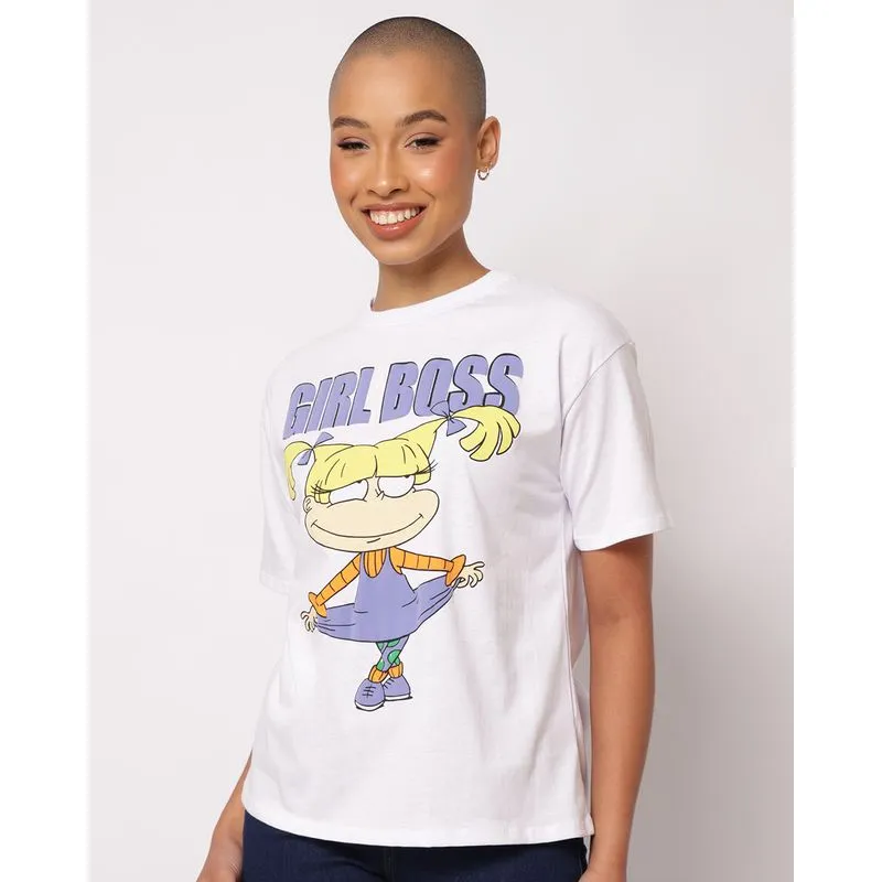 Camiseta Feminina Oversized Algodão Rugrats Os Anjinhos Branca G