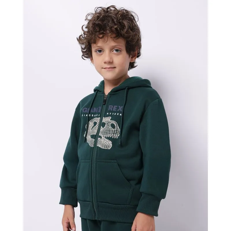Jaqueta Moletom Infantil Estampa Dinossauro com Capuz Verde 8