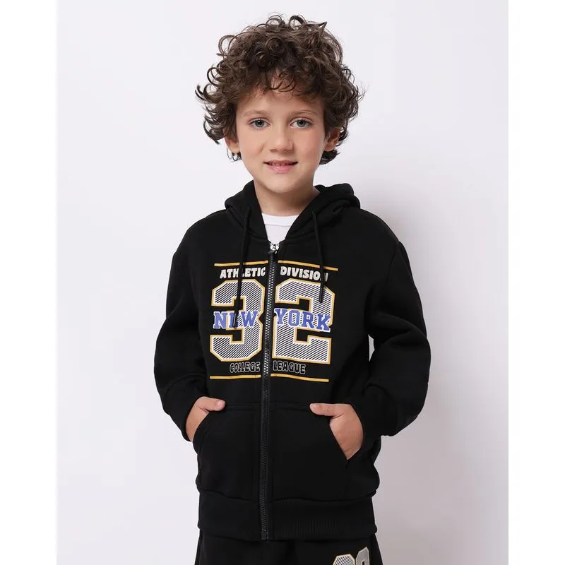 Jaqueta Moletom Infantil com Capuz Estampa 32 NY Preto 6