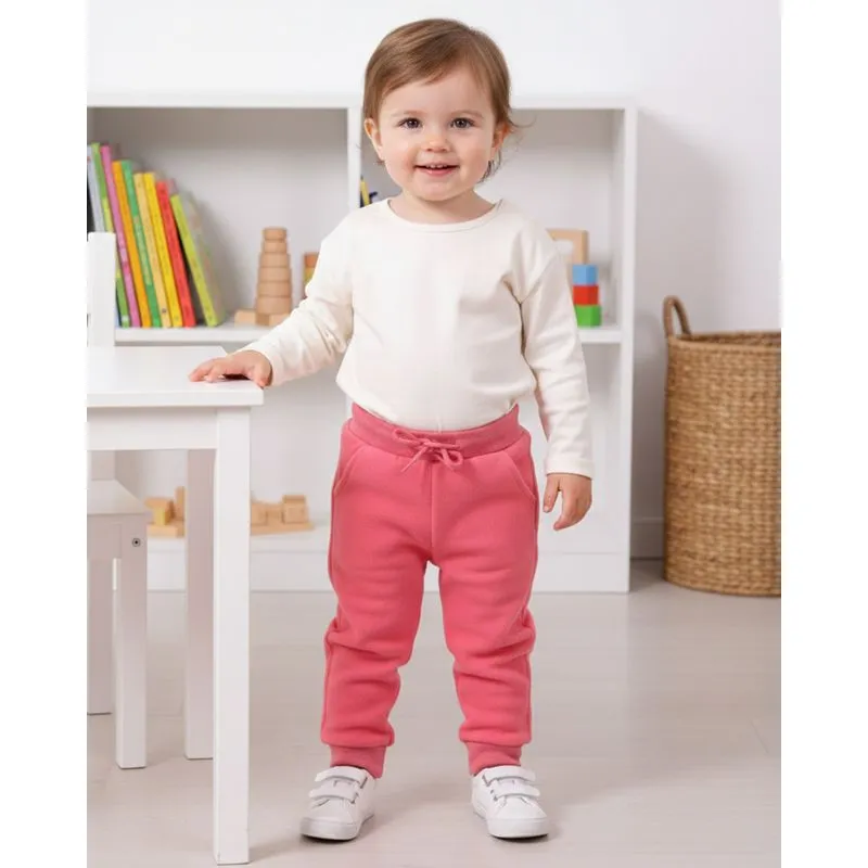 Calça Moletom Bebê Jogger com Elástico Rosa 1