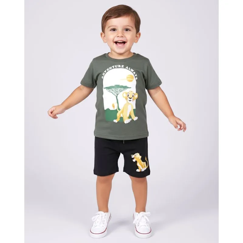 Conjunto Bebê Curto Algodão Disney Simba O Rei Leão Verde 2