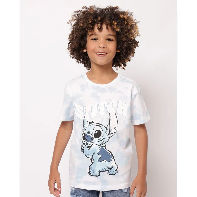 Camiseta Infantil Algodão Disney Stitch Tie-Dye Azul 8