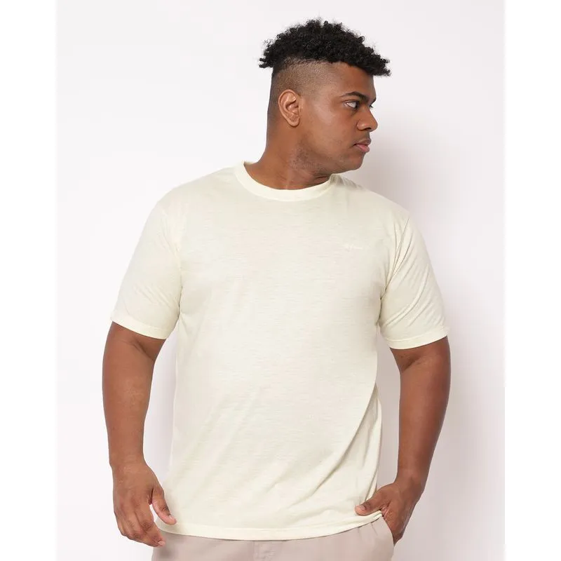 Camiseta Plus Size Masculina Linho com Bordado Amarela G1