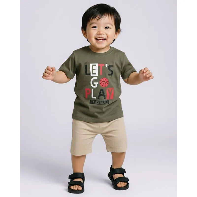 Camiseta Bebê Algodão com Estampa Esportiva Manga Curta Verde 1