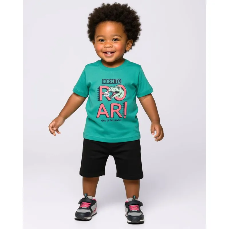 Camiseta Bebê Algodão com Estampa Dinossauro Verde 3