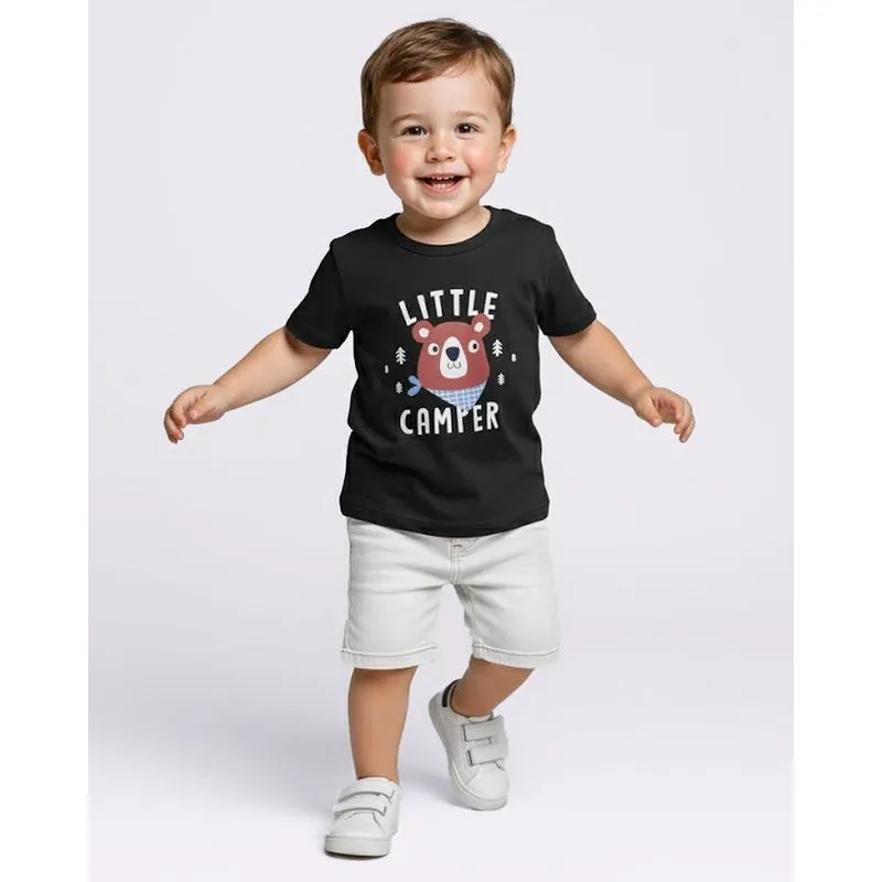 Camiseta Bebê Algodão com Estampa Urso Manga Curta Preta 2