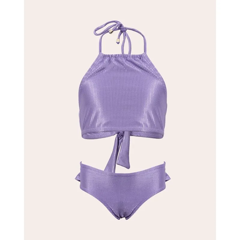 Conjunto Biquini Infantil Canelado Lilás 4