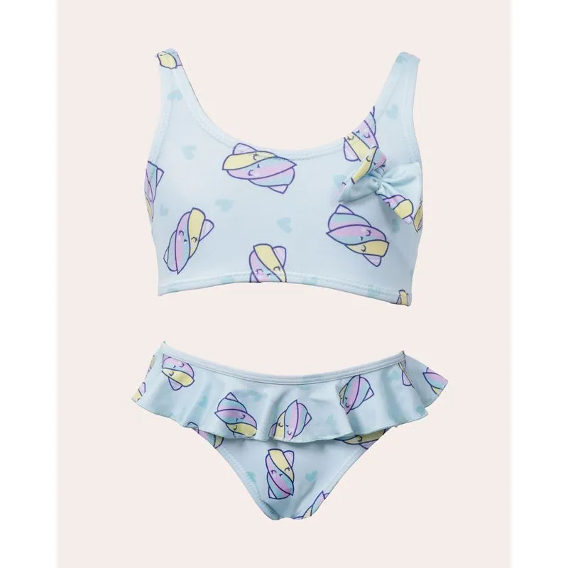 Conjunto Biquíni Infantil Babado Estampado Verde 6