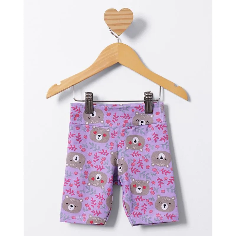 Bermuda Bebê Ciclista Estampada Lilás 1