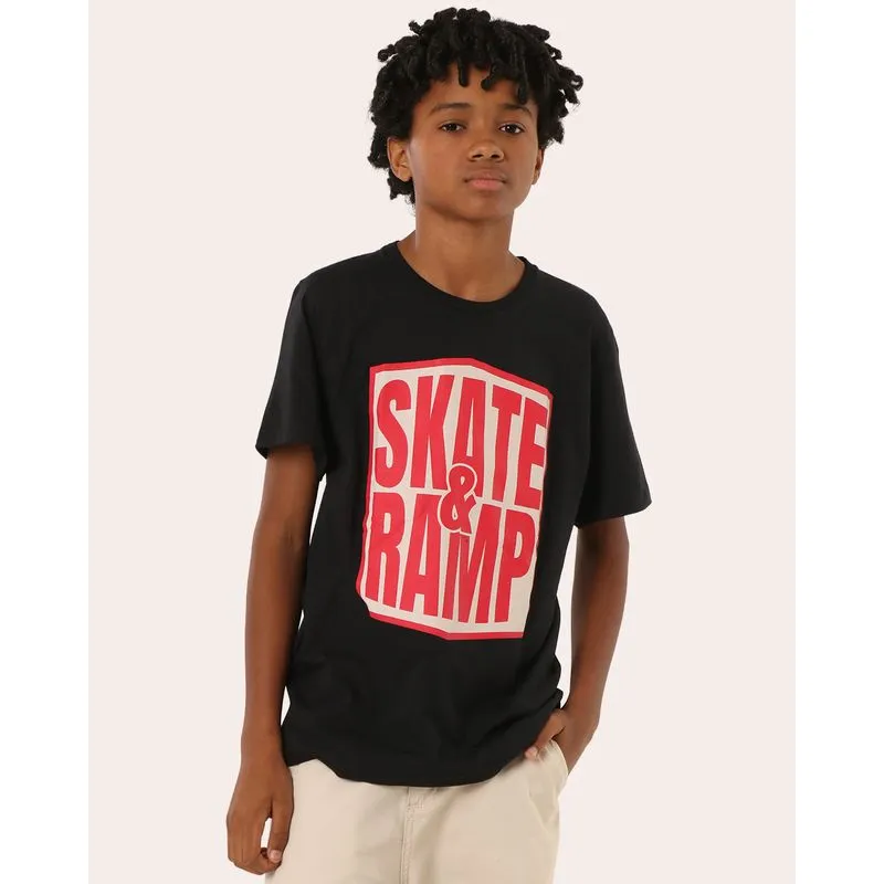 Camiseta Juvenil Algodão Skate & Ramp Manga Curta Preto 18