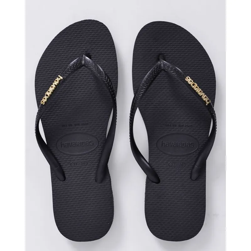 Chinelo Havaianas Feminina Slim Logo Metallic Preto 37/38