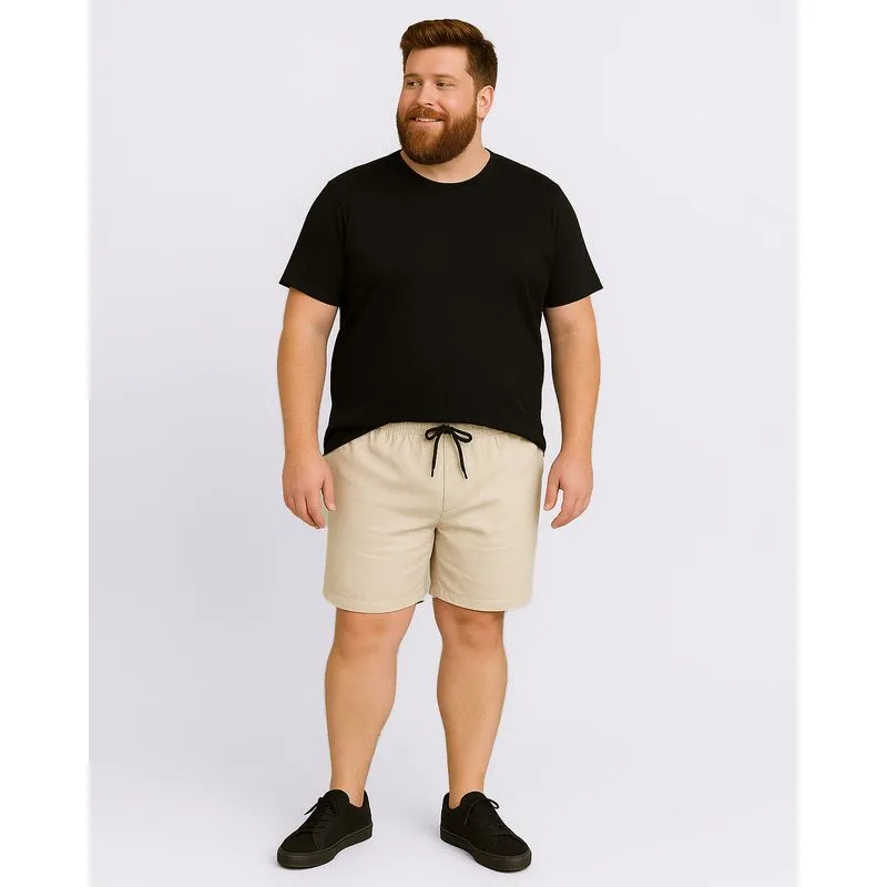 Bermuda Plus Size Masculina Linho Reta com Bolso Off White G2
