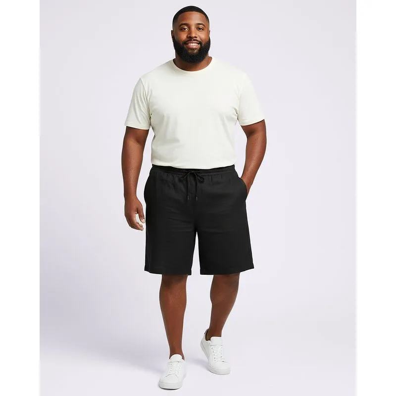 Bermuda Plus Size Masculina Linho Reta Preta G1