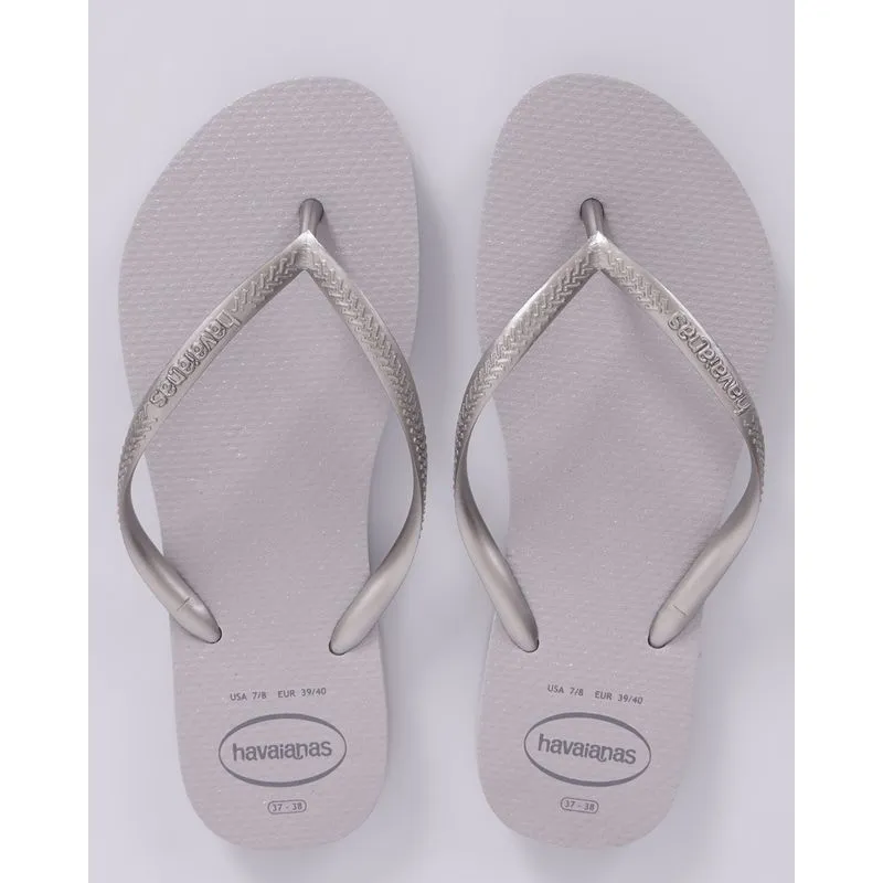 Chinelo Havaianas Feminino Slim Gloss com Glitter Cinza 35/36
