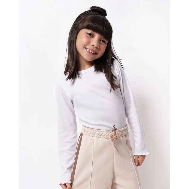 Blusa Infantil Ribana Frufru Manga Longa Branca 6