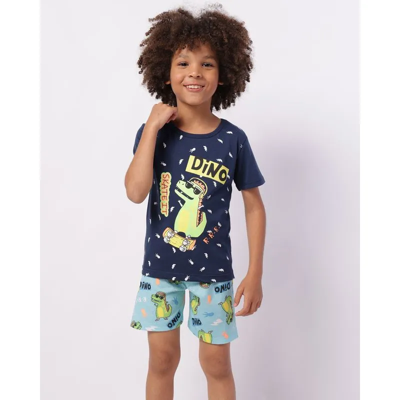 Pijama Infantil Curto Brilha No Escuro Estampado Marinho 10