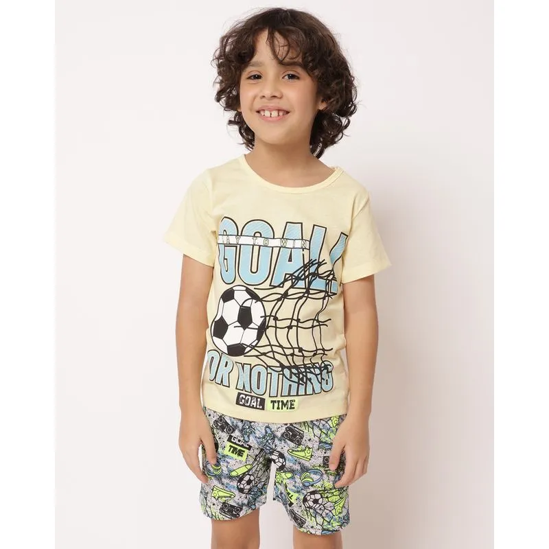 Pijama Infantil Curto Estampado Futebol Amarelo 8