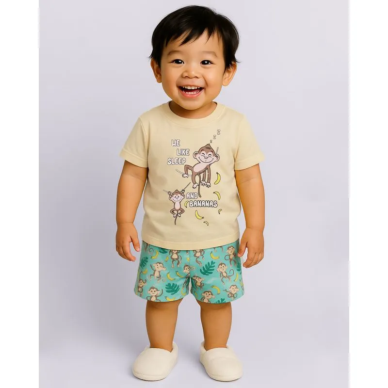 Pijama Bebê Curto com Estampa Macacos Amarelo 2