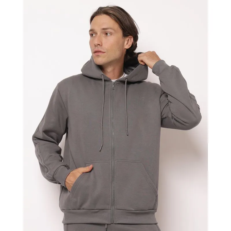 Jaqueta Moletom Esportiva Masculina Fitter com Capuz Cinza G