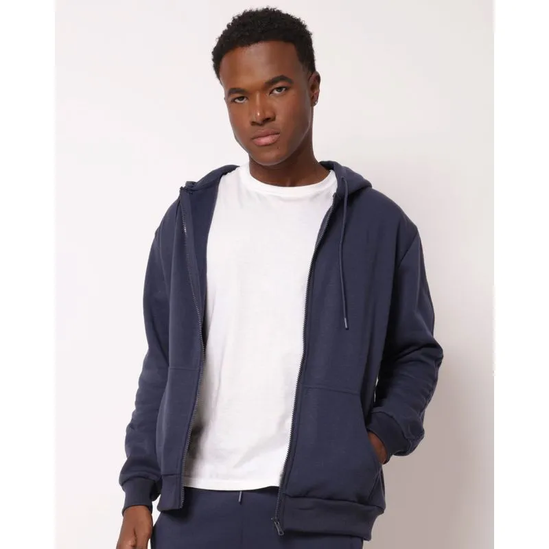 Jaqueta Moletom Esportiva Masculina Fitter com Capuz Marinho GG