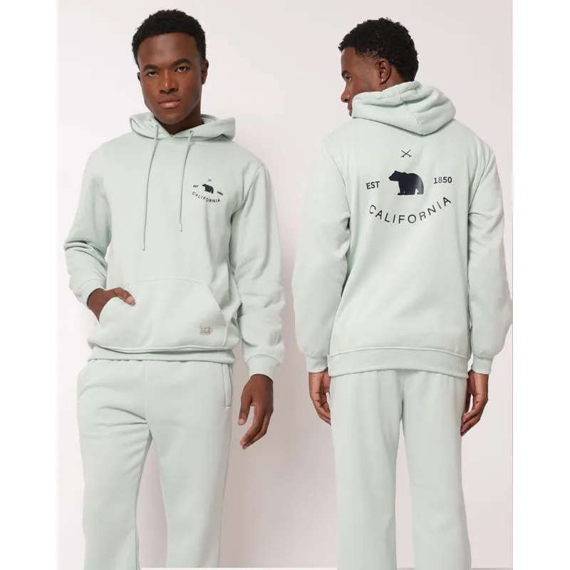 Blusão Moletom Masculino com Capuz Bolsos Canguru Verde G