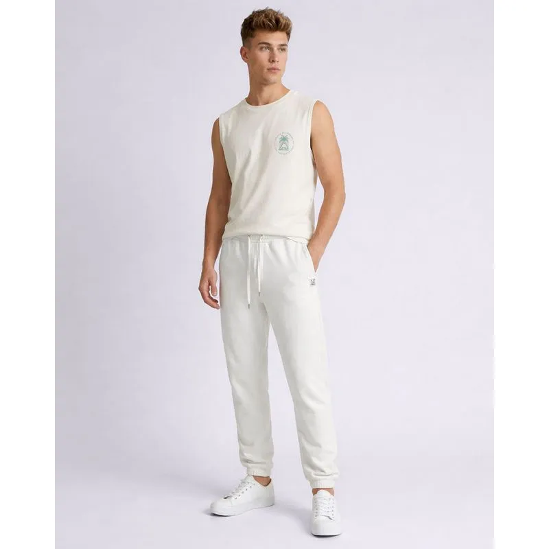 Calça Moletom Masculina Jogger Bolsos com Zíper Branca GG