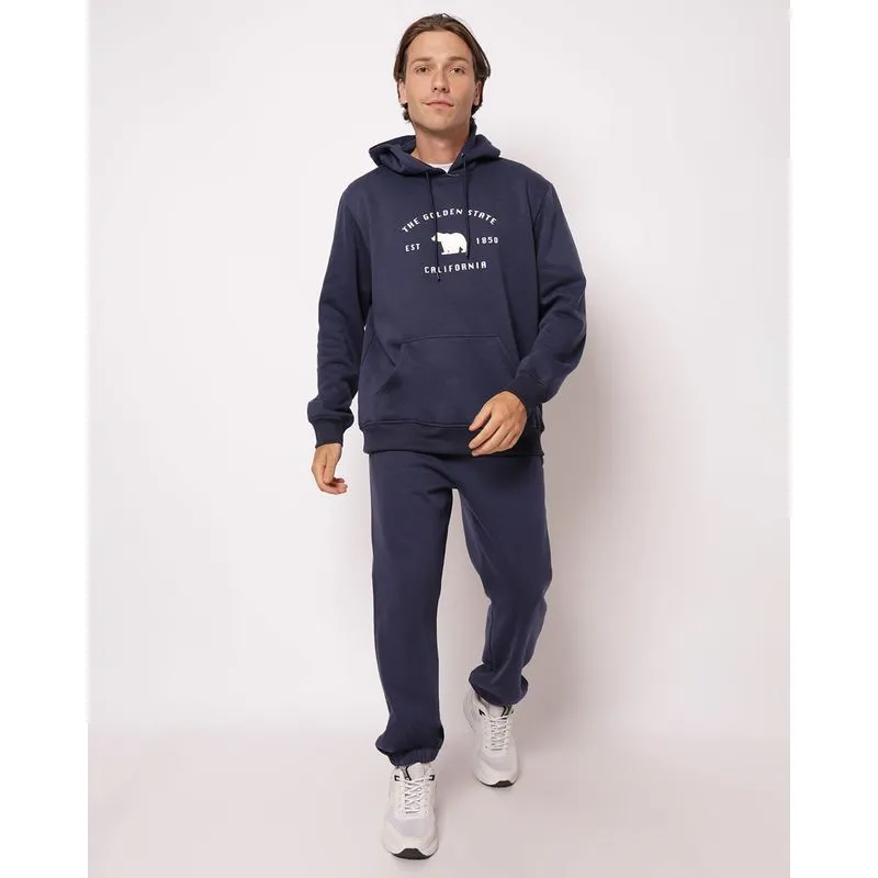 Calça Moletom Masculino Jogger com Bolsos Marinho GG