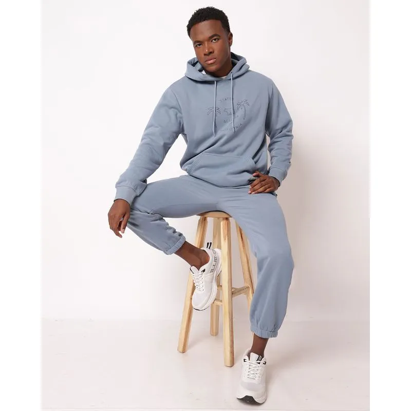 Calça Moletom Masculina Jogger Bolsos com Zíper Azul M