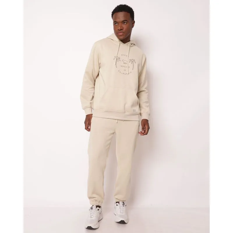 Calça Moletom Masculina Jogger Bolsos com Zíper Bege P