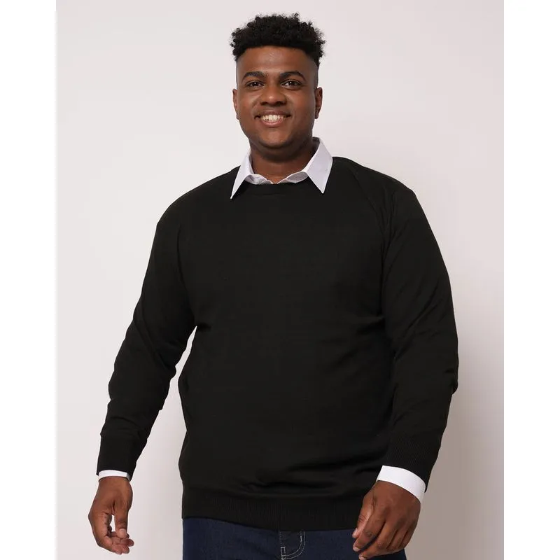 Suéter Plus Size Masculino Tricô Preto G1