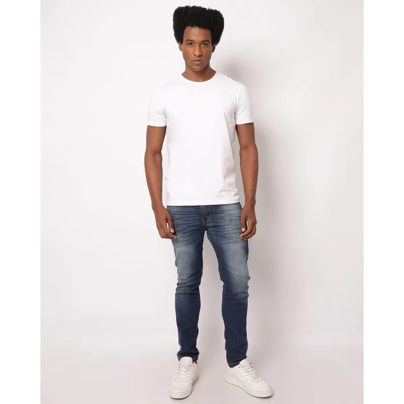 Calça Jeans Masculina Slim Estonada Azul 48