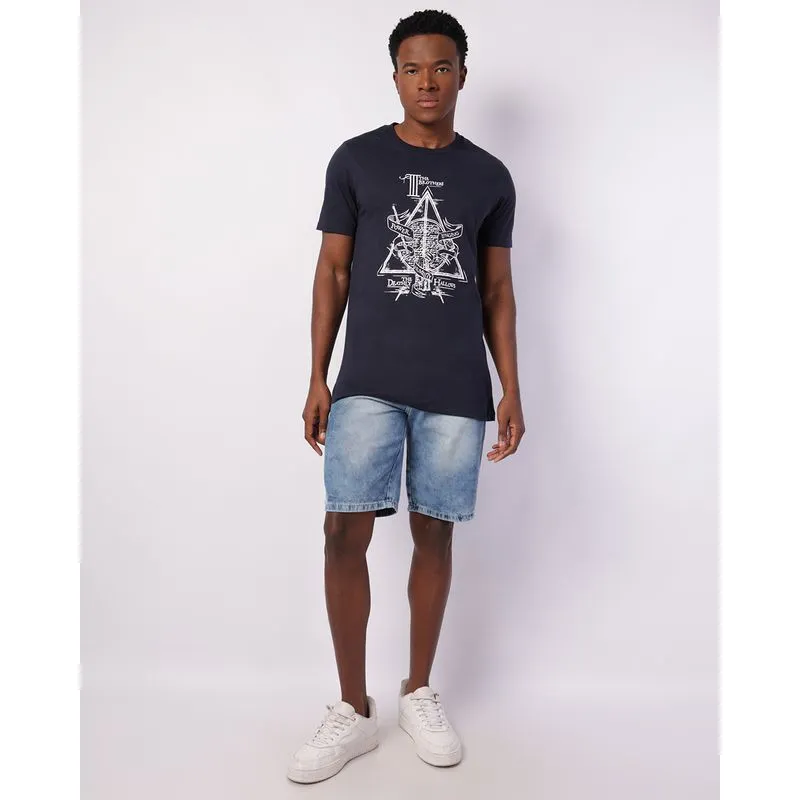 Bermuda Jeans Masculina Reta Estonada Azul 44