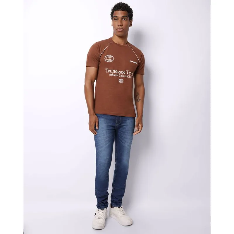 Calça Jeans Masculina Slim Estonada com Bolsos Azul Escuro 42