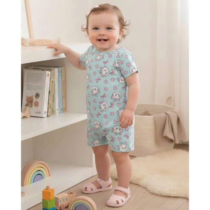 Macacão Bebê Curto Algodão Disney Marie Azul P