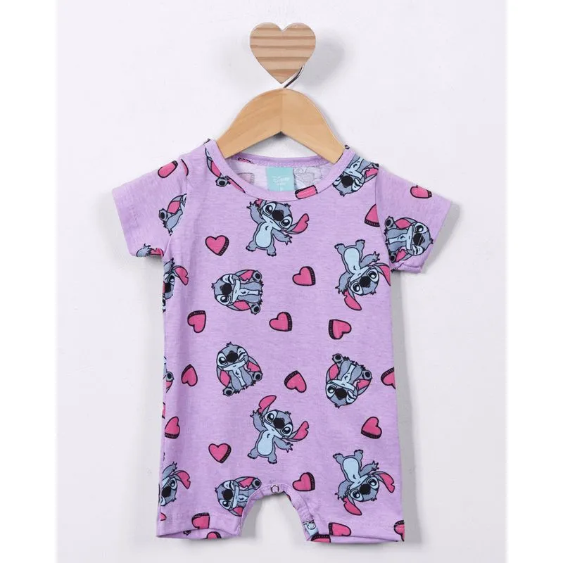 Macaquinho Bebê Algodão Disney Stitch Lilás G